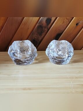 Kosta Boda Snowball Crystal Votive Candle Holders Set of 2 – Ann Wolff Design